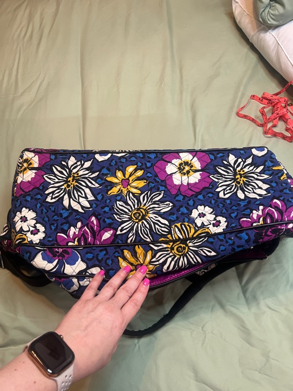 Vera Bradley Floral Quilted Travel Tote in Blue, Purple and Yellow - Picture 3 of 3